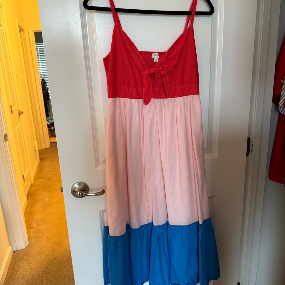 J. Crew Colorblock tie-front cutout midi dress